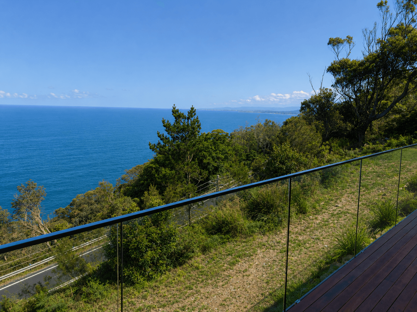 Coastal balcony overlooking blue horizons