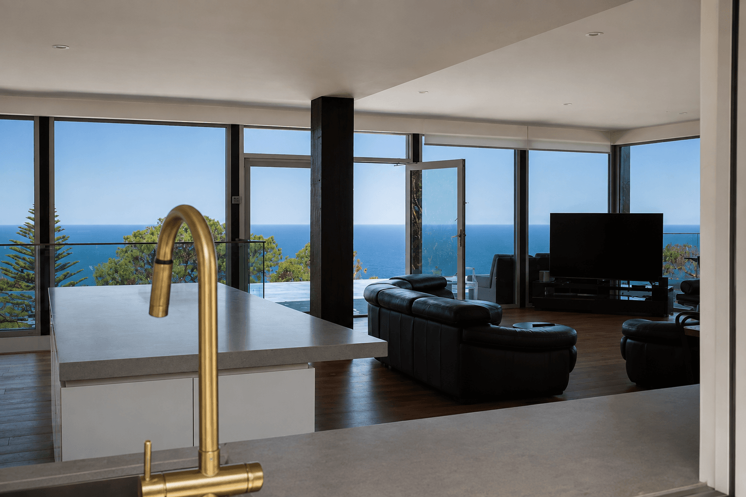 Modern coastal home with panoramic ocean views